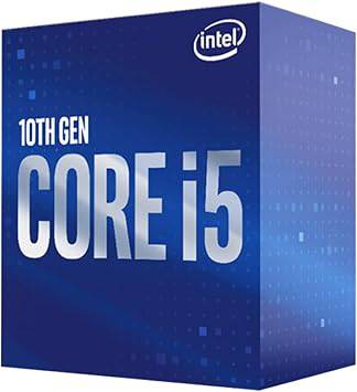 Intel Core i5-10400 desktop processor with 6 cores, up to 4.3 GHz, LGA1200 socket, 65W power, shown with its packaging.