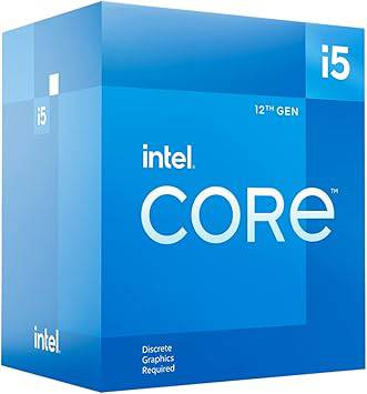 Intel Core i5-12400 desktop processor with 18MB cache and up to 4.40 GHz speed, shown with its packaging and heatsink.