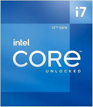 Intel Core i7-12700K desktop processor with 12 cores, up to 5.0 GHz, LGA1700 socket, 125W power, and Intel branding.