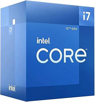 Intel Core i7-12700F CPU with 12 cores, 20 threads, 2.1GHz, compatible with 6xx chipset, shown in a computer hardware image.