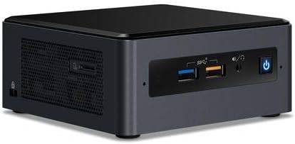 Intel NUC 8 Mainstream Kit (NUC8i3BEH) with tall case, showing the compact computer box with key specifications visible.