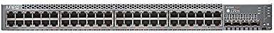 Juniper EX2300-48P switch with 48 Gigabit ports, PoE+ support, and 4 10GbE SFP ports for network connectivity.