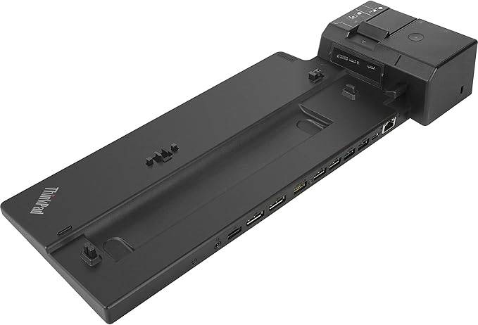 Lenovo 40AH0135US ThinkPad Pro docking station with two ZoomSpeed DisplayPort cables and AOM bundle, connected setup image