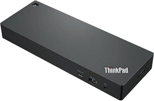 Lenovo ThinkPad Thunderbolt 4 Workstation Dock showing multiple ports and sleek black design for enhanced connectivity.