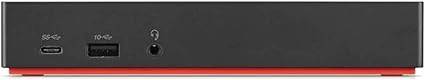 Lenovo ThinkPad USB-C Dock Gen 2 (40AS0090US) connected to a laptop, showing multiple ports and sleek design.