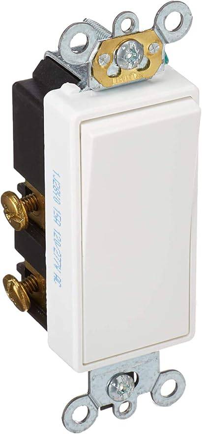 Leviton 5685-2W 15 Amp, 120/277 Volt, Decora Plus Rocker, Single-Pole Double Throw, Center Off, Maintained Contact (White)
