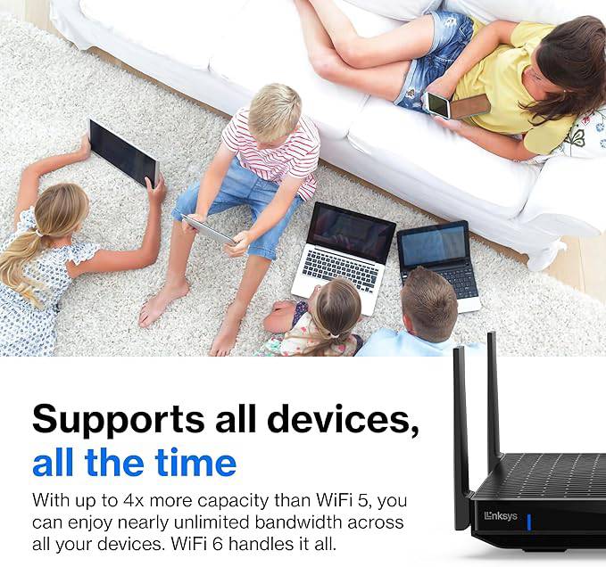 Linksys Hydra Pro 6E tri-band Mesh WiFi 6E router with multiple antennas and sleek design for high-speed internet connectivity