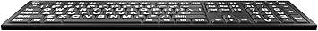 LogicKeyboard XL Print NERO PC slim line white on black keyboard with LogicLight LED backlight for the visually impaired, USB-powered.