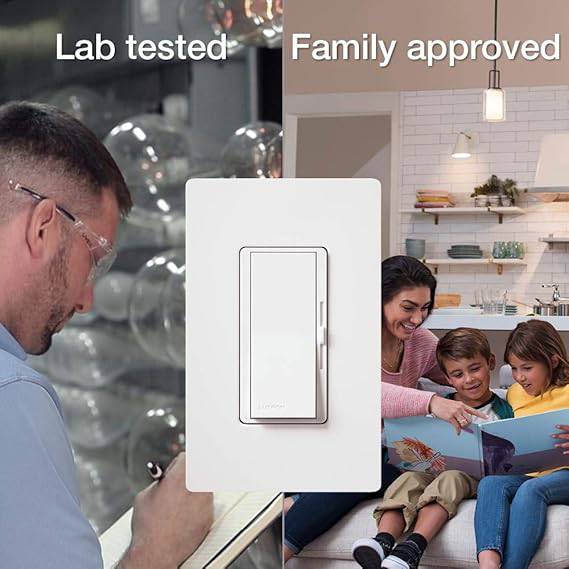 Lutron Diva LED+ Dimmer Switch for Dimmable LED, Halogen and Incandescent Bulbs, 250W/Single-Pole or 3-Way, DVCL-253P-WH, White - DVCL-253P-WH