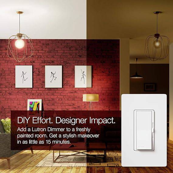 Lutron Diva LED+ Dimmer Switch for Dimmable LED, Halogen and Incandescent Bulbs, 250W/Single-Pole or 3-Way, DVCL-253P-WH, White - DVCL-253P-WH
