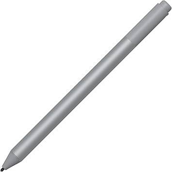Microsoft Surface Pen in platinum color, stylus with digital writing tip, designed for Surface tablets and devices.