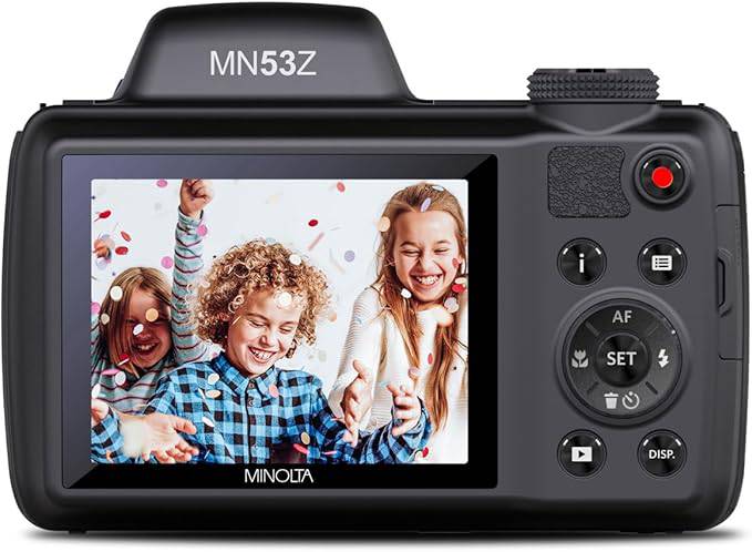 Minolta Pro Shot 16 Mega Pixel HD Digital Camera with 53x Optical Zoom, Full 1080p HD Video & 16GB SD Card, MN53Z, Black - MN53Z-BK-AG2