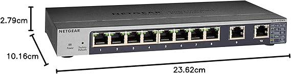 NETGEAR 10-Port Gigabit/10G Ethernet smart managed switch GS110EMX with 2x 10G ports, desktop/rackmount, ProSAFE lifetime protection