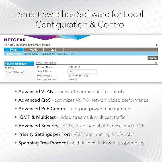 NETGEAR 24-Port Gigabit Ethernet Smart Managed Pro Switch (GS724Tv4) - with 2 x 1G SFP, Desktop/Rackmount, and ProSAFE Lifetime Protection