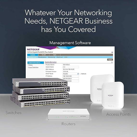 NETGEAR 24-Port Gigabit Ethernet Smart Managed Pro Switch (GS724Tv4) - with 2 x 1G SFP, Desktop/Rackmount, and ProSAFE Lifetime Protection