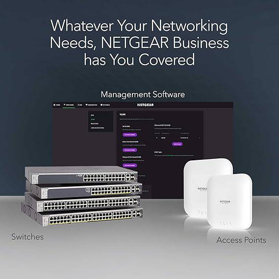 NETGEAR 24-Port Gigabit Ethernet Smart Managed Pro Switch (GS724Tv4) - with 2 x 1G SFP, Desktop/Rackmount, and ProSAFE Lifetime Protection