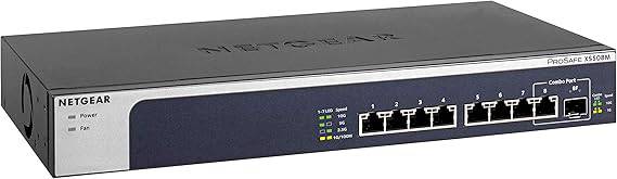 NETGEAR 8-port 10G multi-gigabit unmanaged Ethernet switch with SFP+ port, desktop or rackmount setup, lifetime protection.