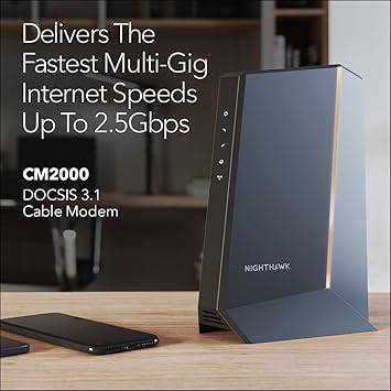 NETGEAR CM2000-100NAS NIGHTHAWK 2.5GBPS INTERNET SPEED CABLE MODEM DOCSIS 3.1 TECHNOLOGY