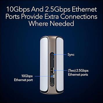 NETGEAR Orbi 970 Series (RBE970) Quad-Band WiFi 7 Mesh Add-on Satellite - Works with Existing 970 Series Mesh System or Router, Security Features, Covers up to 3,300 sq. ft., BE27000 802.11be