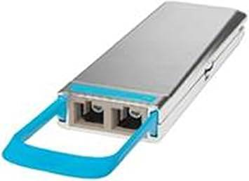 Cisco CPAK-100G-LR4 transceiver module, multi-fiber optic device for high-speed data communication, shown with connectors and circuitry.