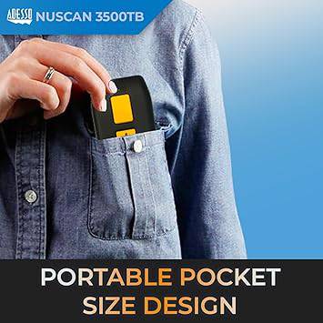 NuScan 3500TB - Portable Commercial 2D Wireless Barcode Scanner with Detachable Magnetic Cable, Antimicrobial, CCD Sensor, with Bluetooth for POS, Smartphones, and Tablets