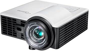 Optoma ML1050ST+ pocket-sized projector displaying bright WXGA image with auto focus, compact short throw LED device.