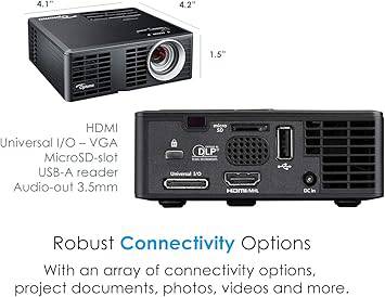 Optoma ML750 WXGA 700 Lumen 3D Ready Portable DLP LED Projector with MHL Enabled HDMI Port, White