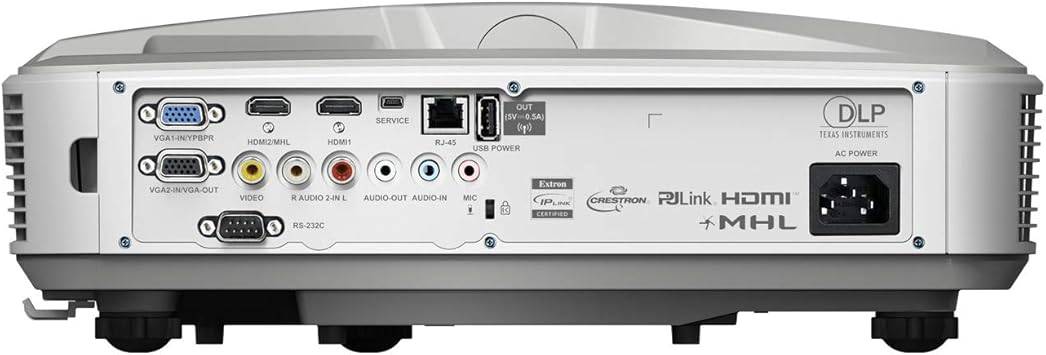 Optoma ZH500UST 3D-ready ultra short throw DLP projector displaying a 16:9 screen with bright, clear image projection