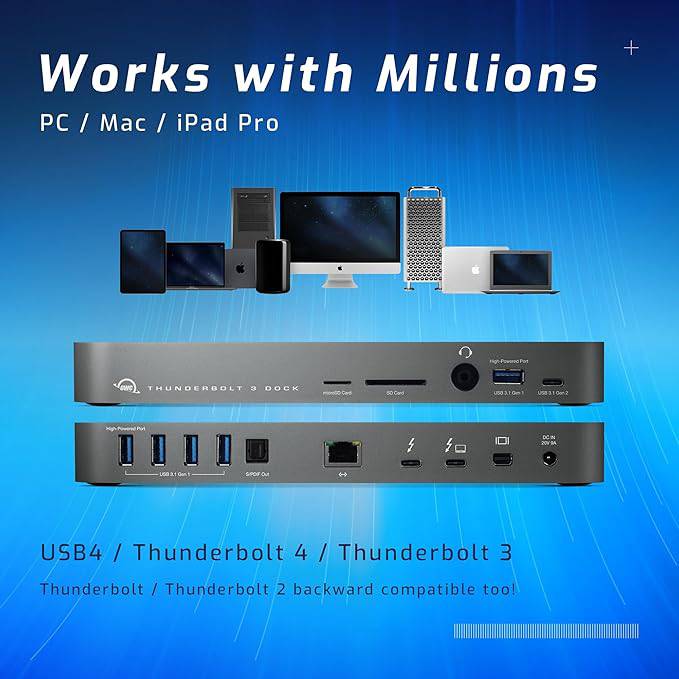 OWC 14-Port Thunderbolt 3 Dock with Cable, Compatible with Windows PC and Mac, Space Gray - OWCTB3DK14PSG