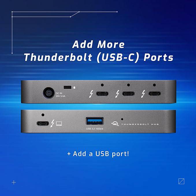 OWC 5 Port Thunderbolt Hub - 60W Charging, Thunderbolt 4, USB 3.2, Compatible with Macs and PCs - OWCTB4HUB5P