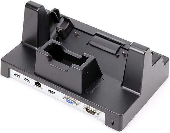 Black Panasonic Toughpad FZ-M1 docking station FZ-VEBM12U with multiple ports for enhanced connectivity and device charging.