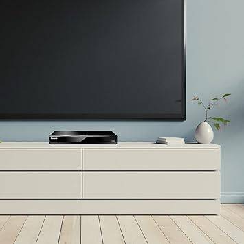 Panasonic DPUB420K Ultra HD Blu-ray Player in black with streaming, Hi-Res audio, and voice assist features.