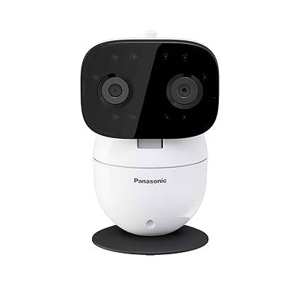 Panasonic Video Baby Monitor with remote pan/tilt/zoom, portable design, secure connection, 2-way talk, and lullaby sounds.