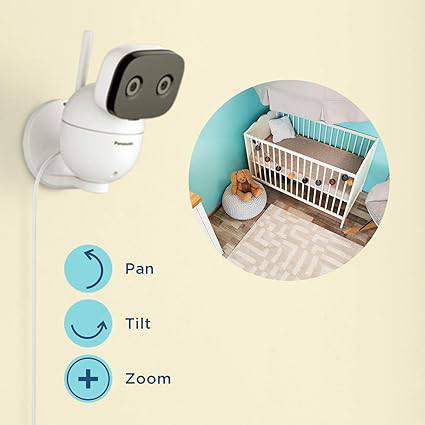 Panasonic Video Baby Monitor with Remote Pan/Tilt/Zoom, Extra Long Range, Secure Connection and Portable, 2 Way Talk & Lullaby or Noises – Add-On Camera - KX-HNC301W