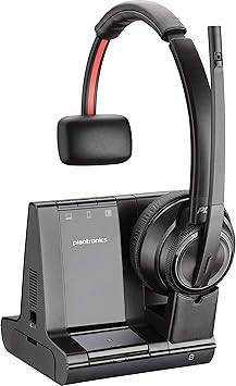 Plantronics Savi 8200 Series wireless DECT headset system with VoIP phone and device for professional communication.
