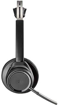 Plantronics Voyager B825-M Focus UC Bluetooth headset with USB Type-A adapter, shown with microphone and ear cushions.