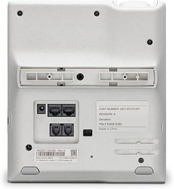 Poly Edge E350 IP Desk Phone by Plantronics and Polycom with 8-line keys, Wi-Fi, Bluetooth, and accessibility features.