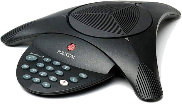 Polycom SoundStation 2 conference phone without display, non-expandable desktop speakerphone for business meetings
