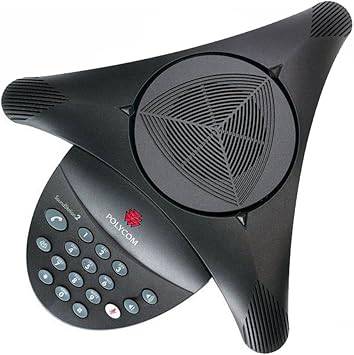 Polycom SoundStation 2 conference phone without display, non-expandable desktop speakerphone for business meetings