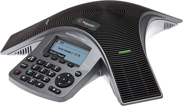 Polycom SoundStation IP5000 SIP conference phone with large display and microphone array for crystal-clear conference calls.