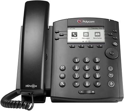 Polycom VVX 311 IP Phone with PoE power supply, new, featuring a color display and multiple line support.