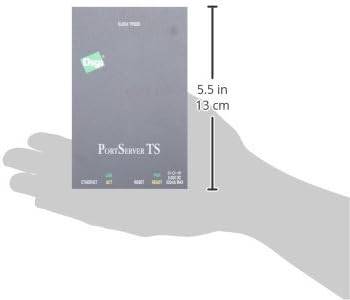 PortServer TS 4-port RS-232 serial to Ethernet device server, connected to network cables, showing front ports and LED indicators.