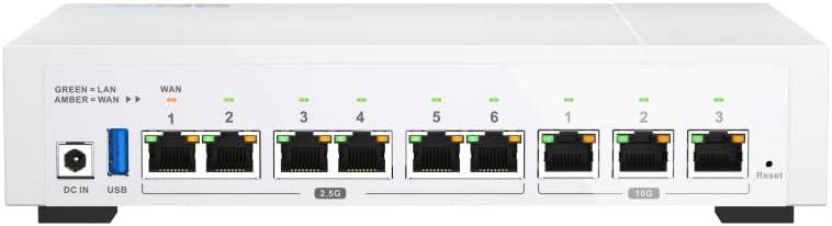 QNAP QHora-322-US Ethernet wireless router with multiple antennas and ports, designed for high-speed internet connectivity.