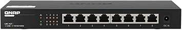 QNAP QSW-1108-8T-US 8-port 2.5GbE unmanaged network switch with plug and play setup and Ethernet ports visible.