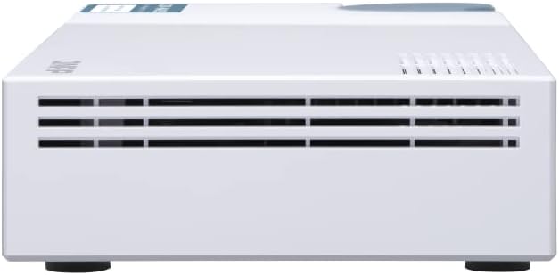 QNAP QSW-M408S 10GbE managed switch with 4 10G SFP+ ports and 8 Gigabit Ethernet ports, shown with ports and ports labels.