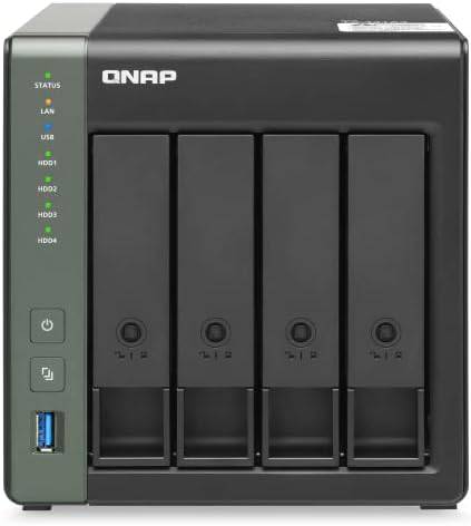 QNAP TS-431X3 4-bay high-speed NAS with 10GbE and 2.5GbE ports, featuring multiple drive bays and network connectivity ports