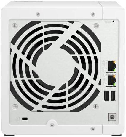 QNAP TS-433-4G-US 4-bay NAS with quad-core processor, 4GB DDR4 RAM, and 2.5GbE network port, diskless setup.