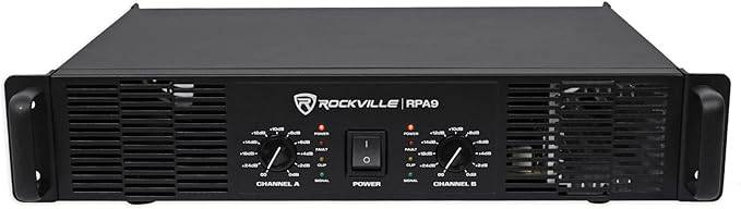 Rockville RPA9 3000W peak, 1500W RMS 2-channel power amplifier for professional DJ and audio applications