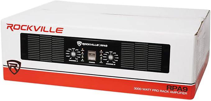 Rockville RPA9 3000W peak, 1500W RMS 2-channel power amplifier for professional DJ and audio applications
