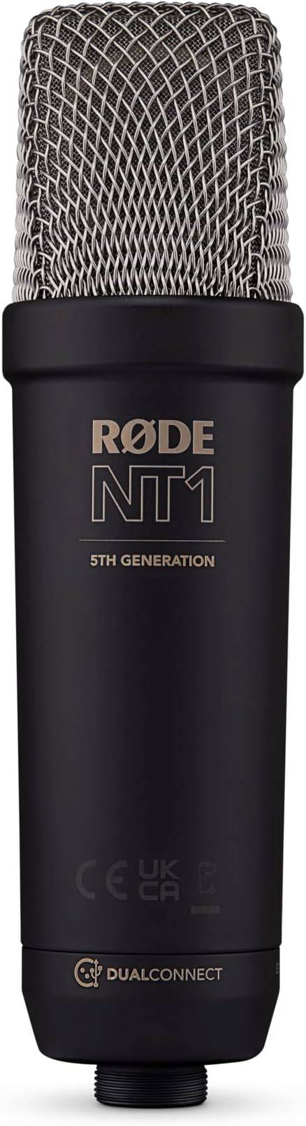 Rode NT1 5th Generation Condenser Microphone with SM6 Shockmount and Pop Filter - Black